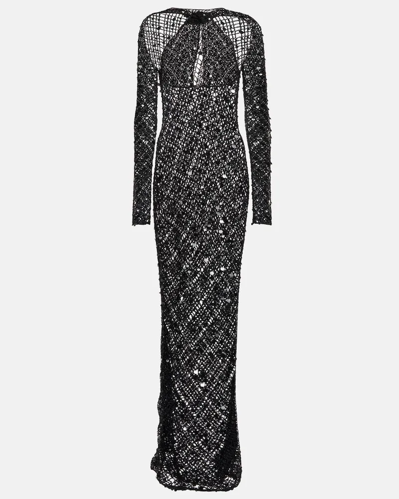 COPERNI Abito lungo in crochet con paillettes Nero
