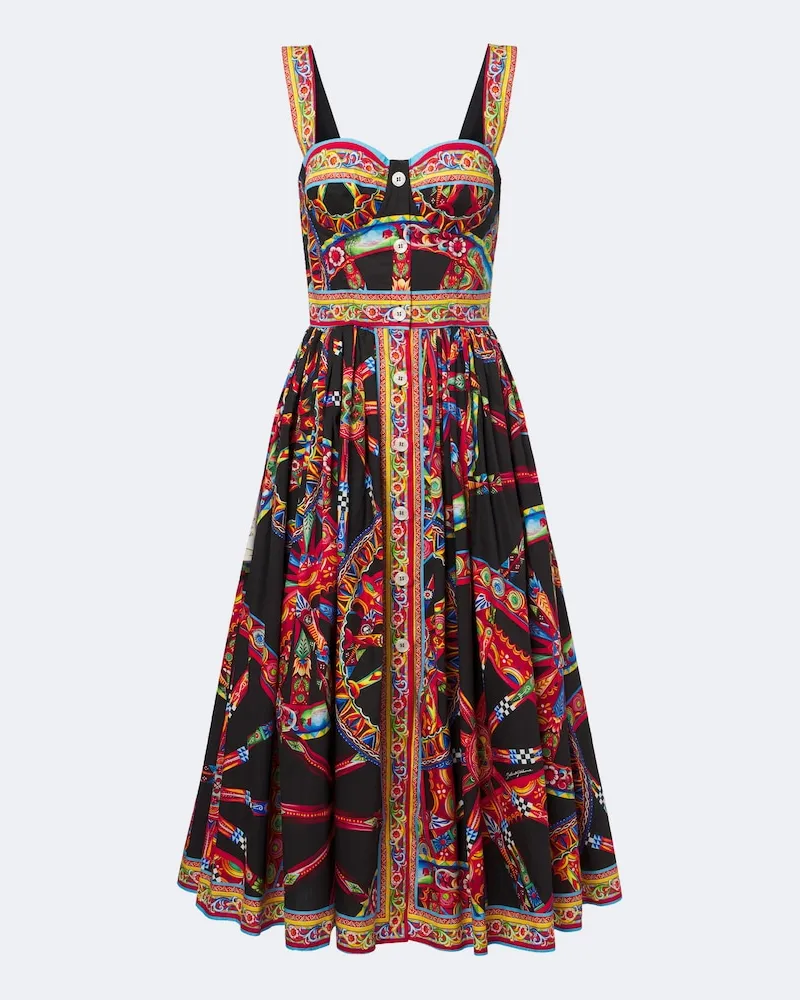 Dolce & Gabbana Abito midi Carretto in cotone Multicolore