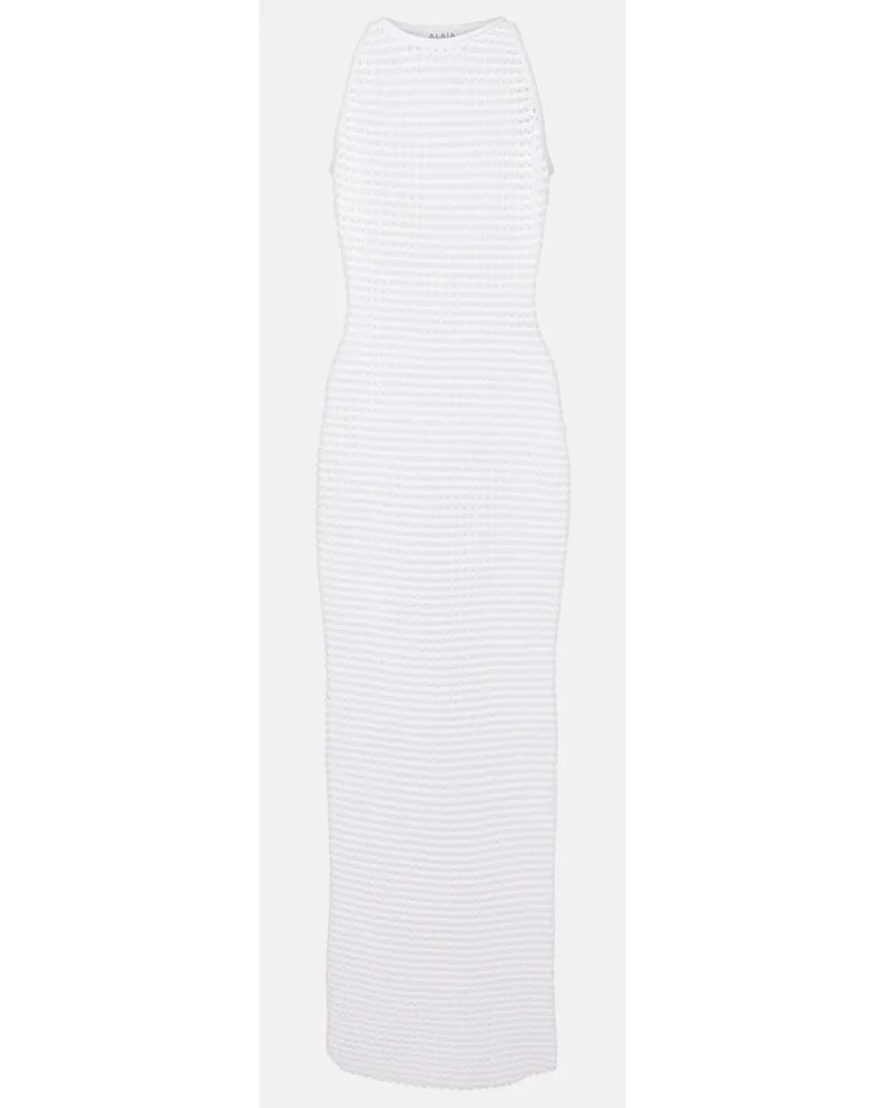 Alaïa AlaÃ¯a Abito lungo in crochet Bianco
