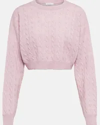 Brunello Cucinelli Pullover in lana e cotone a trecce Rosa