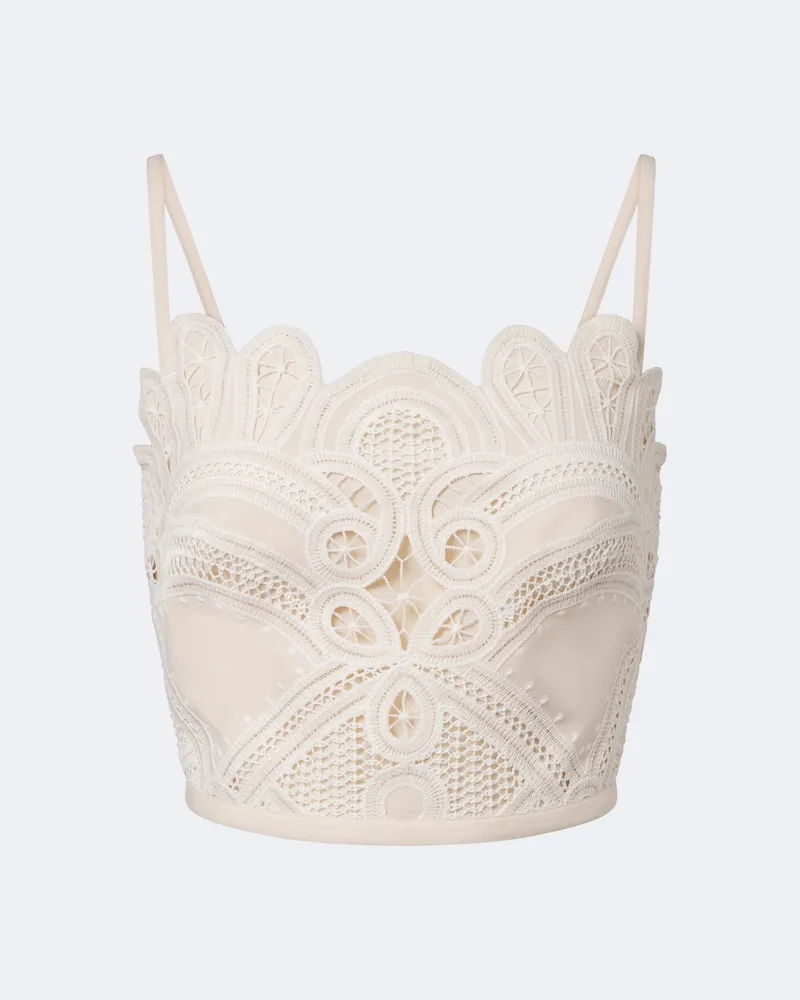 Elie Saab Top cropped con ricamo Bianco