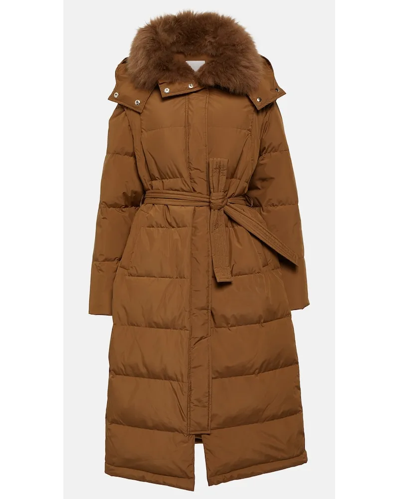 Yves Salomon Piumino con shearling Marrone