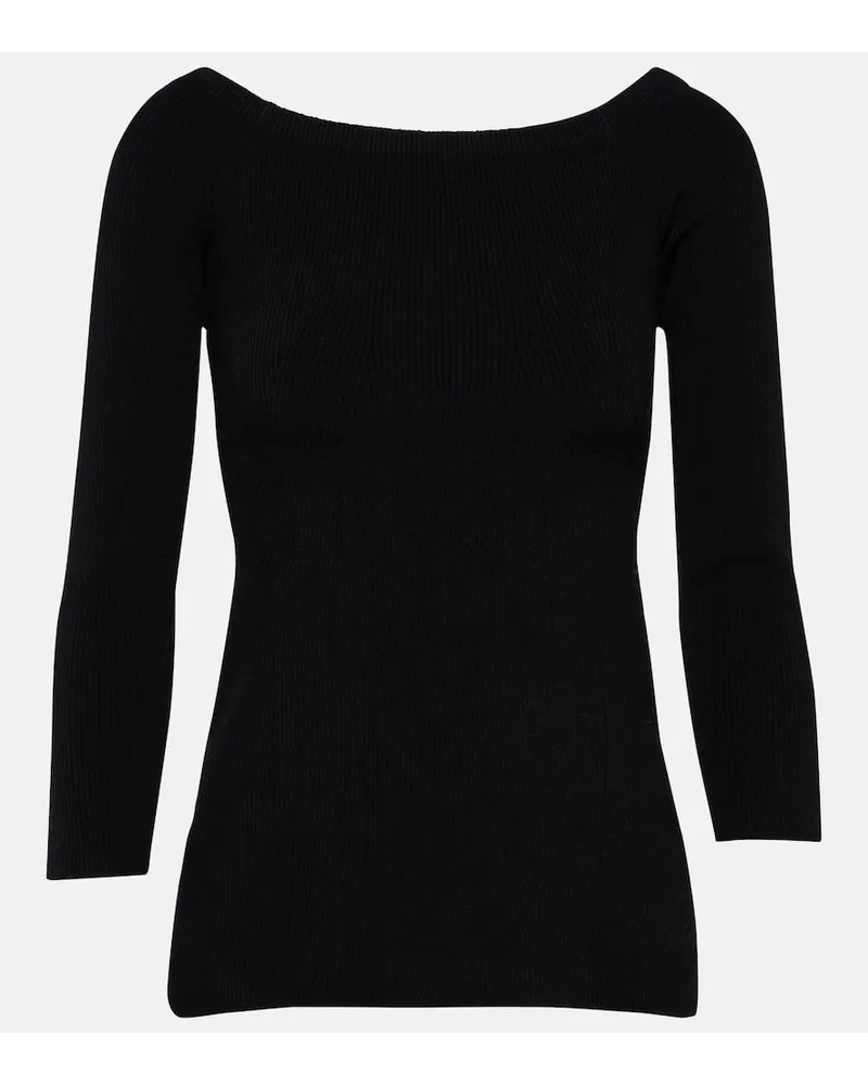 Veronica Beard Pullover Derick con scollo bardot Nero