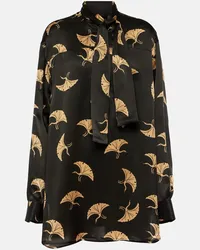 Dries van Noten Top in raso di seta con stampa Nero