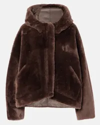 BLANCHA Giacca cropped in shearling Marrone