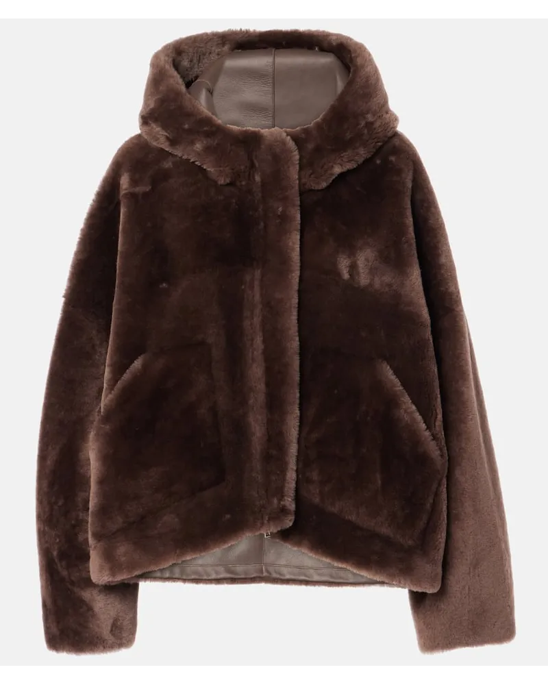 BLANCHA Giacca cropped in shearling Marrone