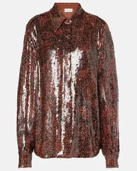 Dries van Noten Camicia con paillettes Verde