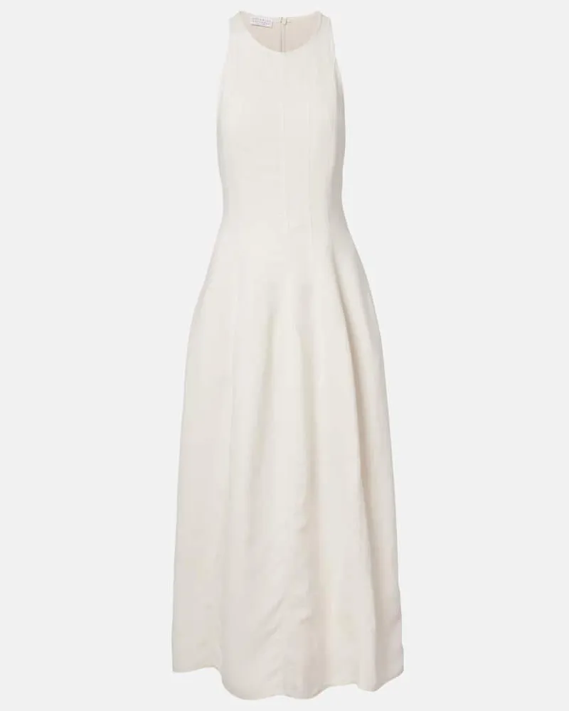 Brunello Cucinelli Abito lungo in cotone e seta Bianco