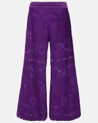 Valentino Garavani Pantaloni in cotone a gamba larga Viola