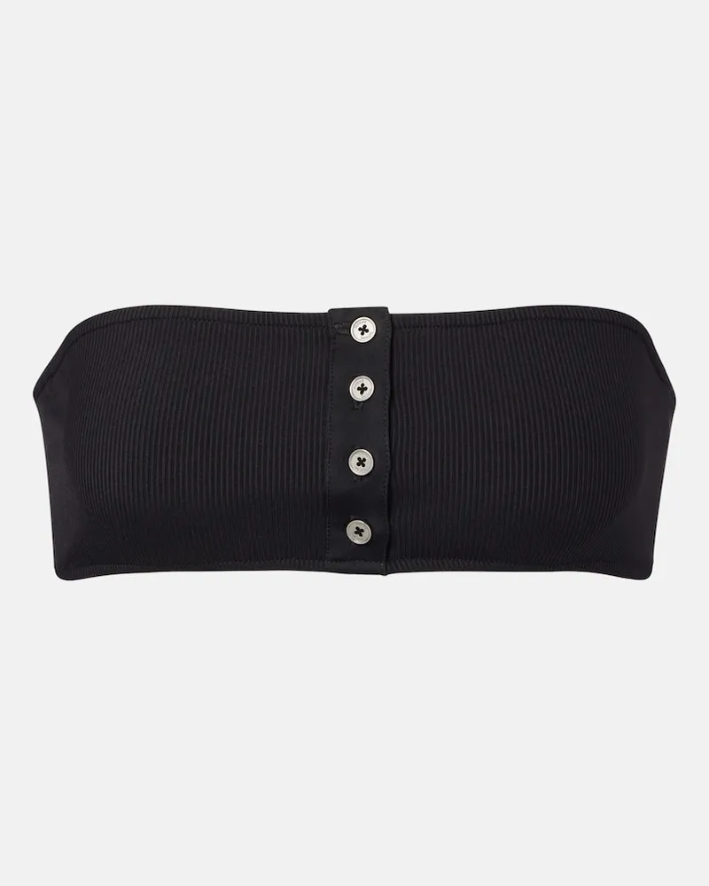 Totême Top bikini a fascia in maglia a coste Nero