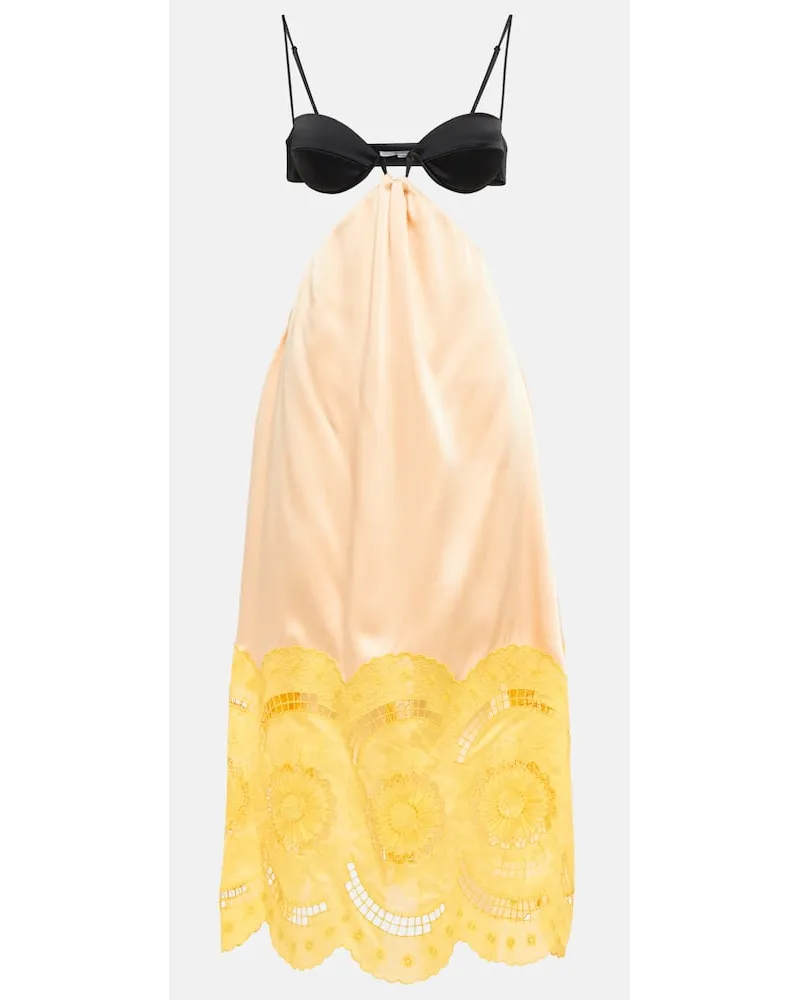 Stella McCartney Abito lungo con cut-out e ricami Multicolore