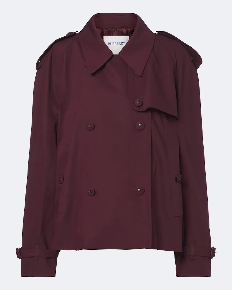 Burberry Giacca trench Mayfair in twill di lana Borgogna
