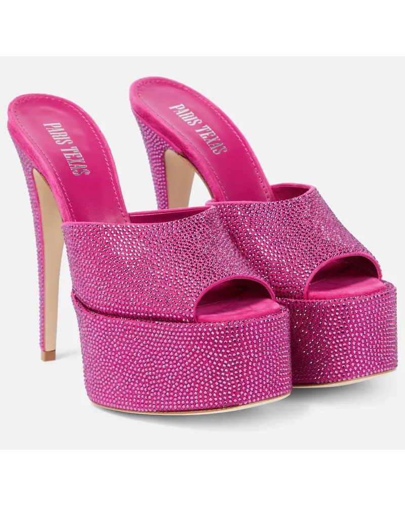 Paris Texas Sandali Holly Marina in suede con cristalli Rosa