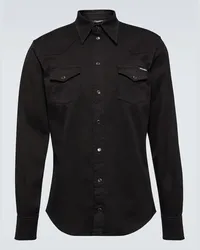 Dolce & Gabbana Camicia in misto cotone con ricamo Nero