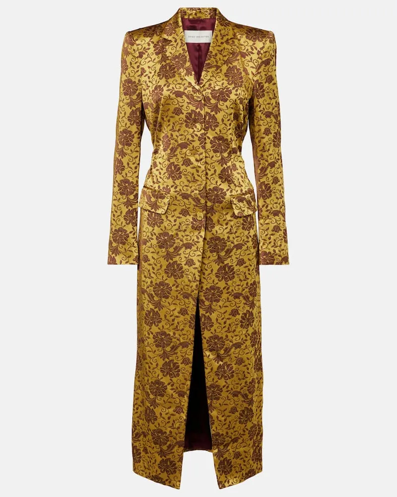 Dries van Noten Cappotto Rilly in jacquard Marrone