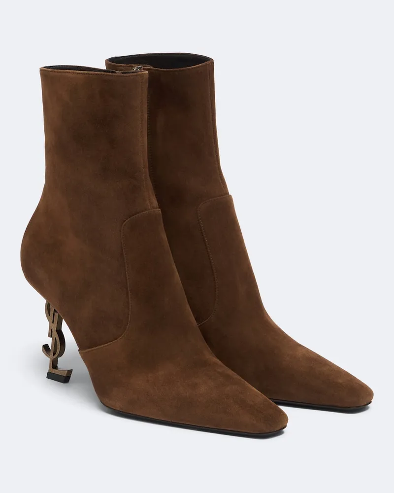 Saint Laurent Stivaletti Opyum in suede Marrone
