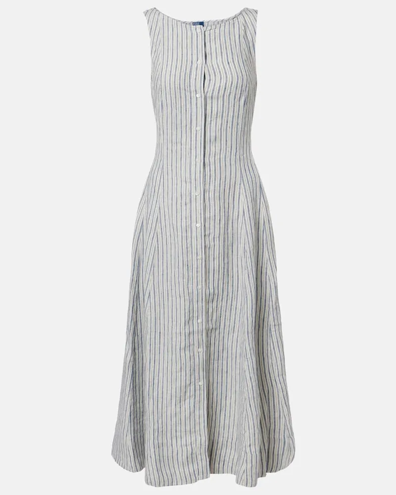 Ralph Lauren Abito lungo in lino a righe Blu
