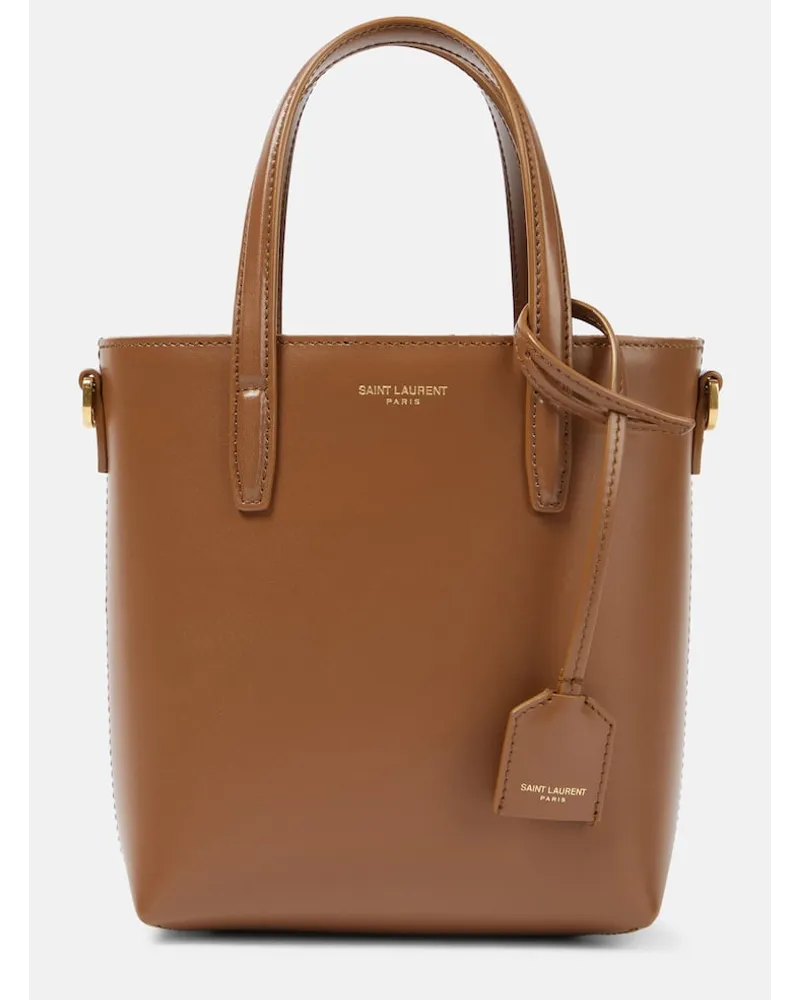 Saint Laurent Borsa Toy Shopping Mini in pelle Marrone
