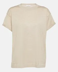 Brunello Cucinelli T-shirt in cashmere e seta Marrone