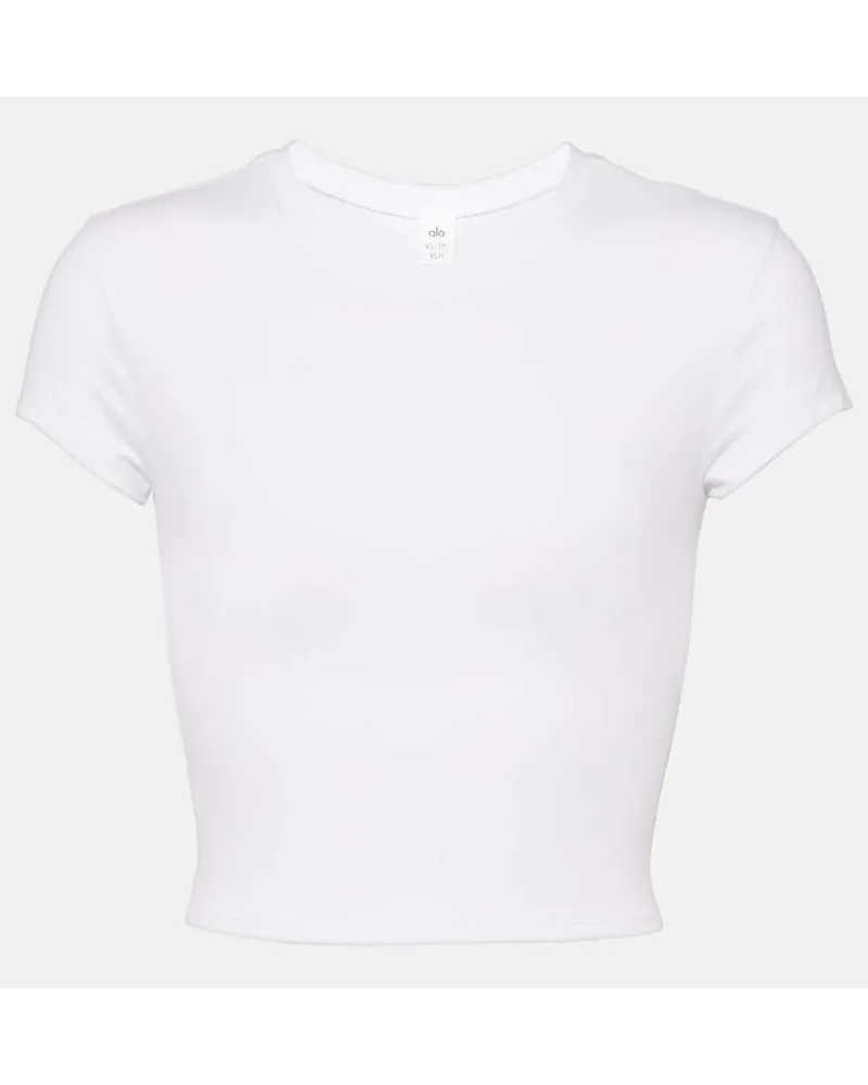 alo T-shirt cropped Alosoft in jersey Bianco