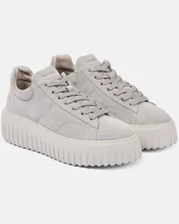 Hogan Sneakers in suede con platform Grigio