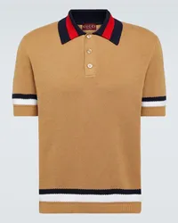 Gucci Polo in piqué di cotone Marrone