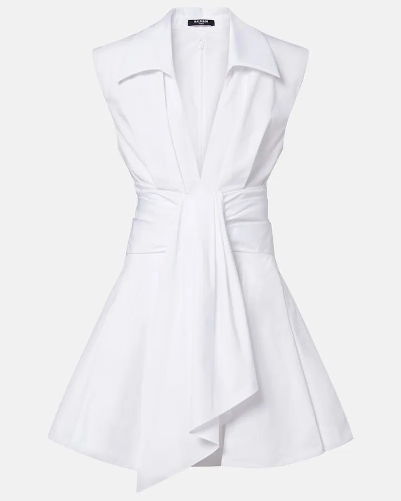 Balmain Abito chemisier in popeline di cotone Bianco