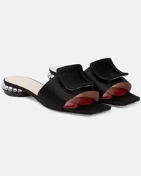 Roger Vivier Mules Strass Heel in raso Nero