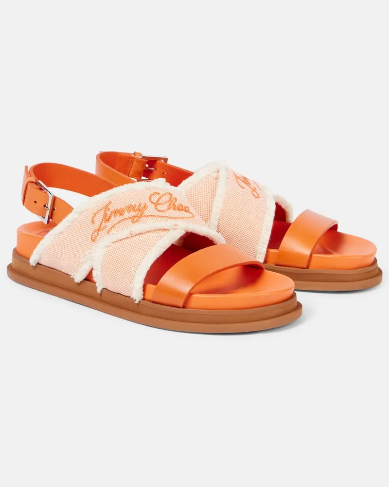 Jimmy Choo Sandali Joa in canvas e pelle Arancione
