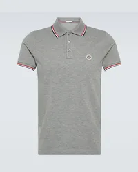 Moncler Polo in piqué di cotone Grigio