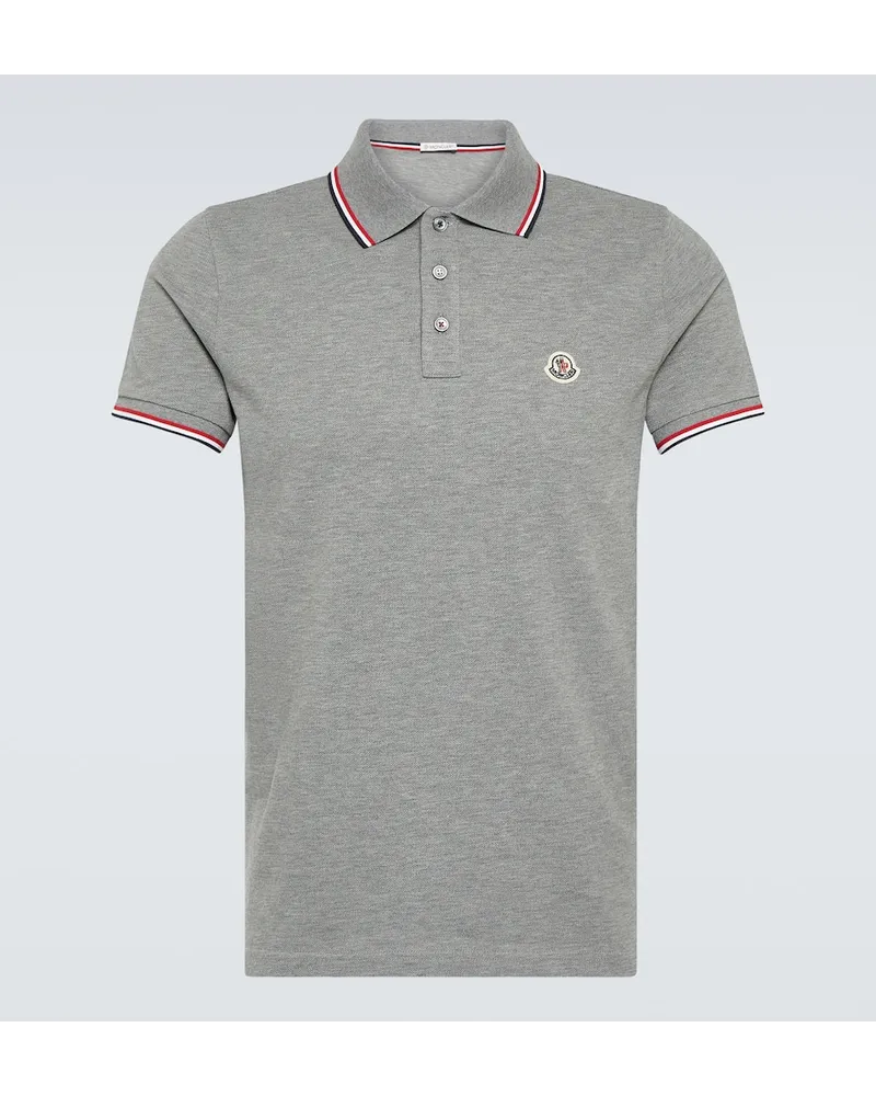 Moncler Polo in piqué di cotone Grigio