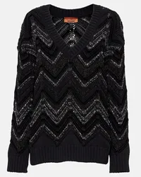 Missoni Pullover oversize a zig-zag con paillettes Nero