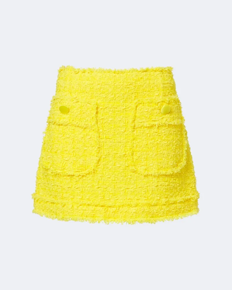 Dolce & Gabbana Minigonna in tweed di misto cotone Giallo