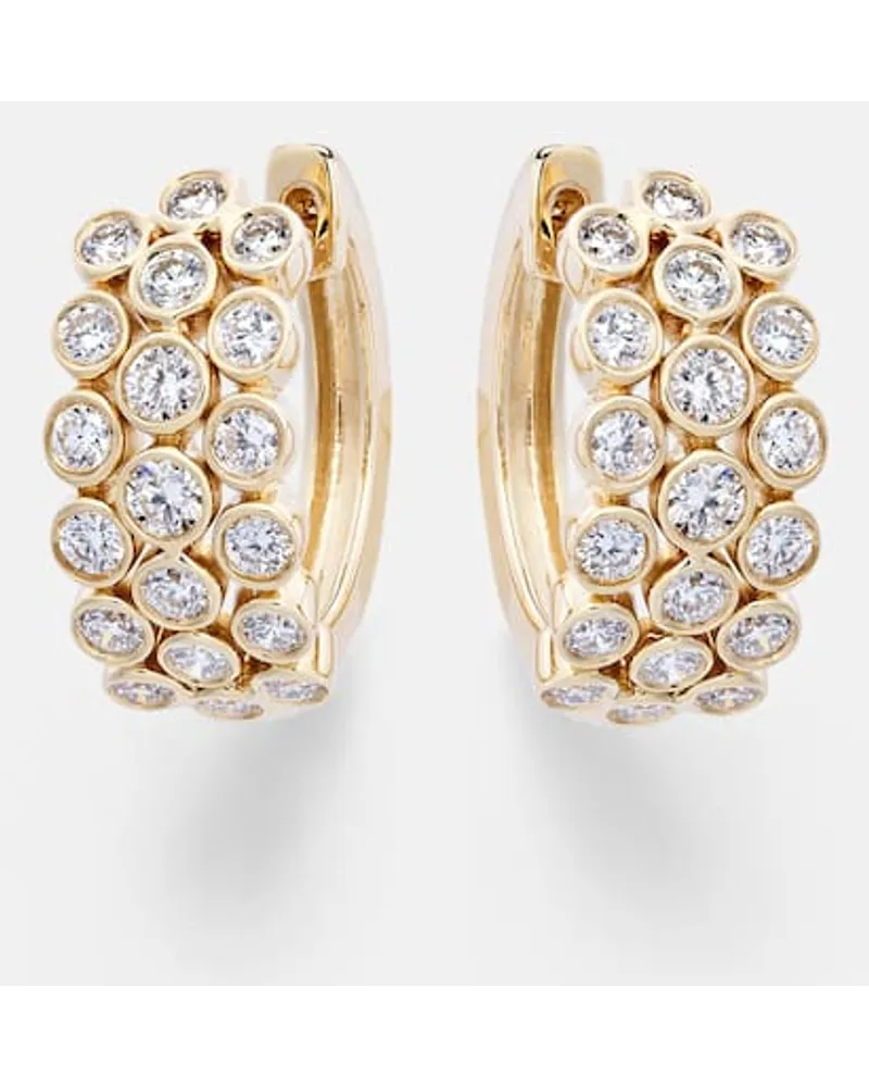 ANITA KO Orecchini a cerchio 3 Row in oro 18kt con diamanti Oro