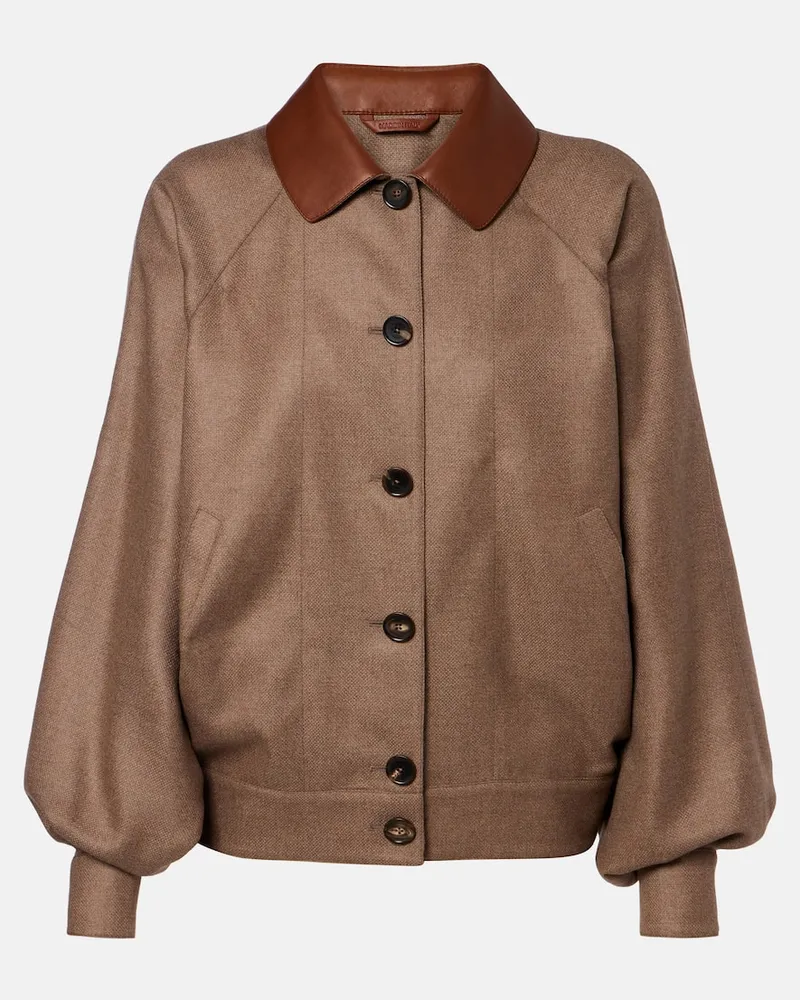 Loro Piana Bomber Kiefer in cashmere e seta Marrone