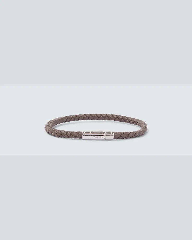 Tom Ford Bracciale in pelle intrecciato Marrone