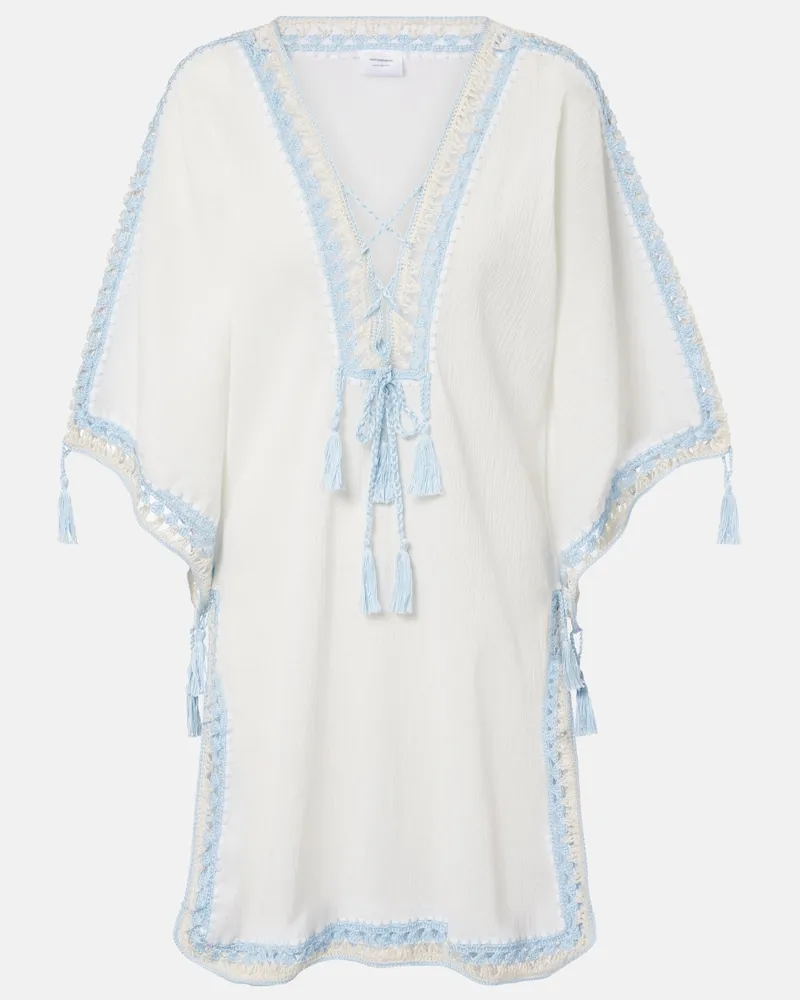 Anna Kosturova Caftano in cotone crochet Bianco