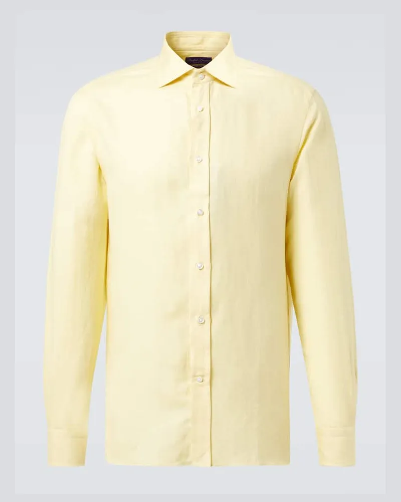 Ralph Lauren Camicia Aston in lino e seta Giallo