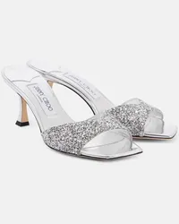 Jimmy Choo Sandali Skye 70 in pelle metallizzata Argento