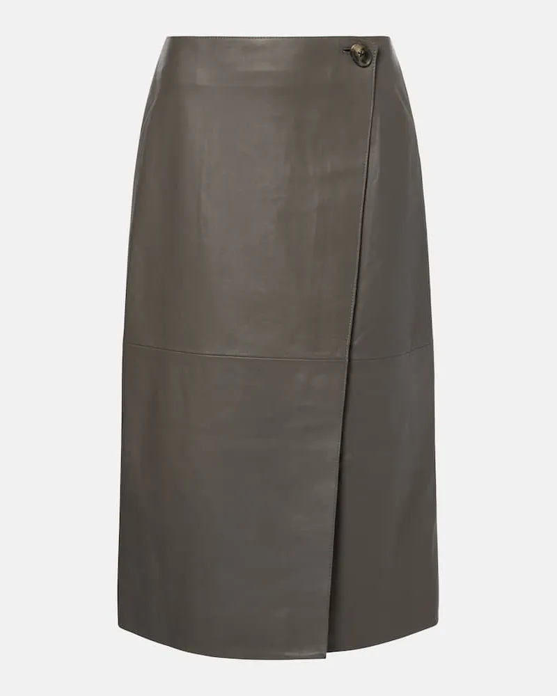 Yves Salomon Gonna midi in pelle Grigio