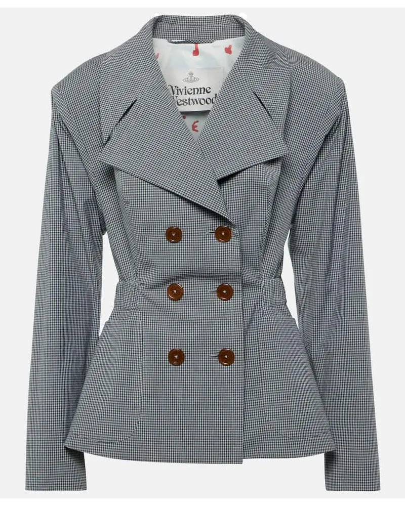 Vivienne Westwood Blazer doppiopetto in cotone a quadri Blu