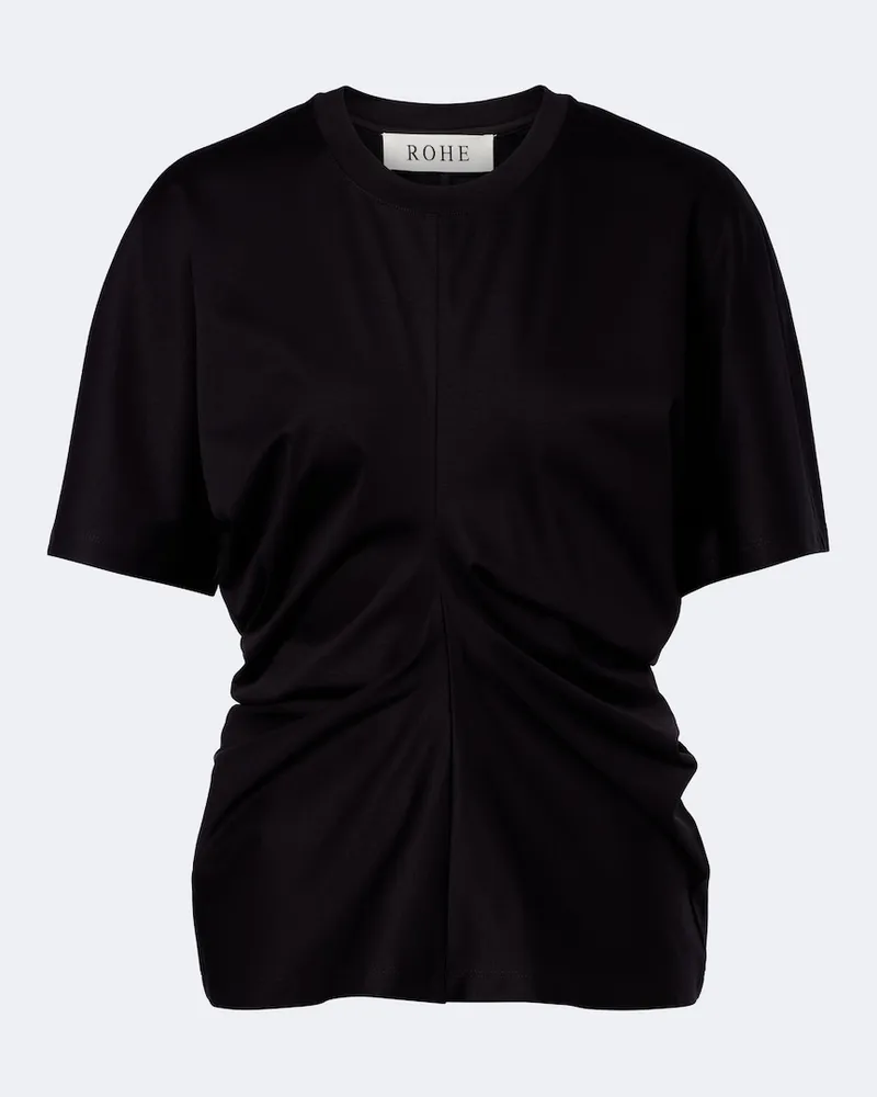 Róhe Róhe T-shirt in misto cotone e seta Nero