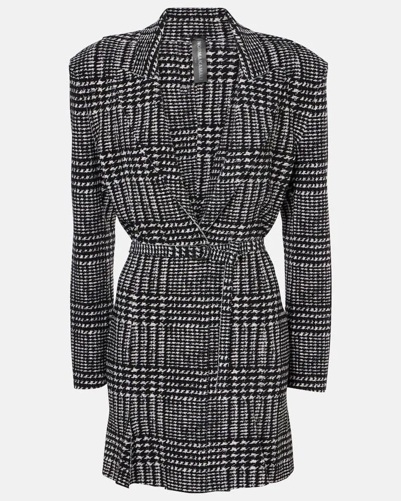 Norma Kamali Abito corto tartan con cintura Verde
