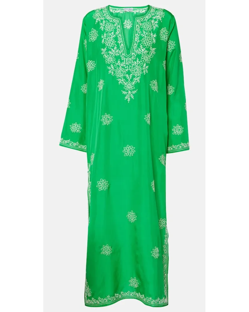 Juliet Dunn Caftano in seta con ricamo Verde