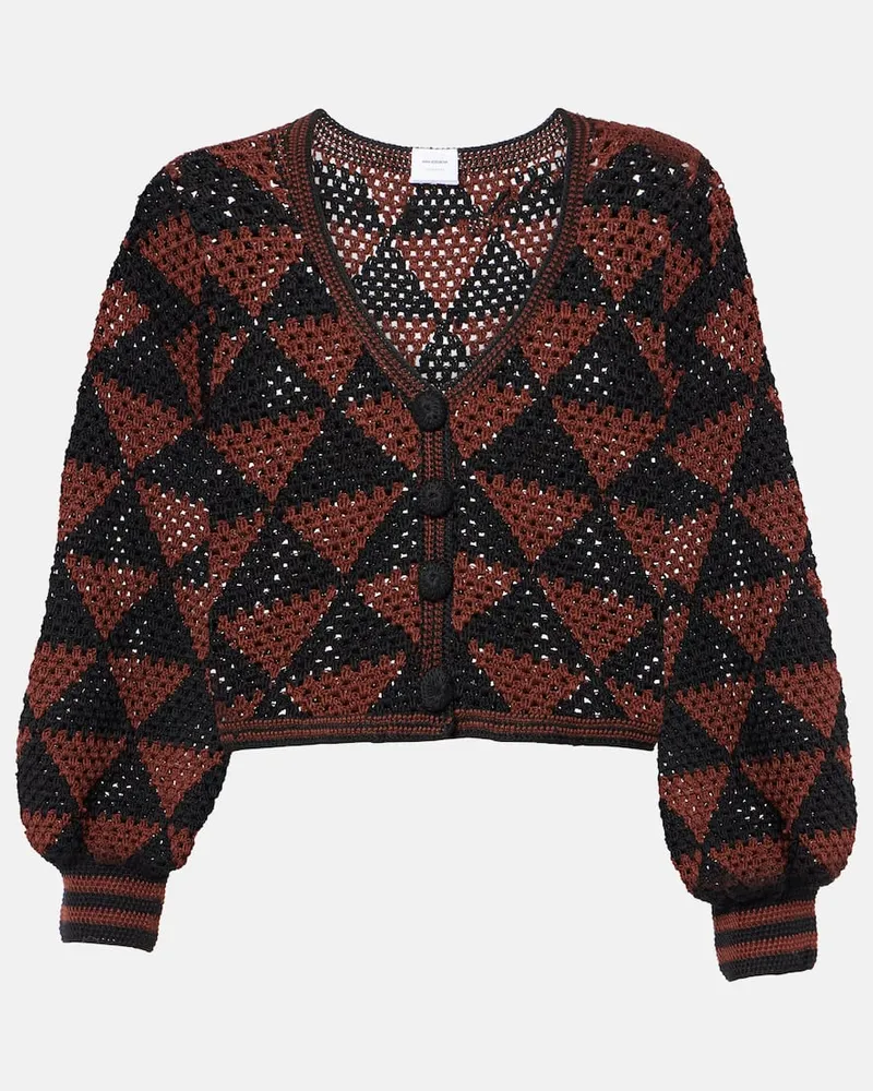 Anna Kosturova Cardigan Malia in crochet di cotone Marrone