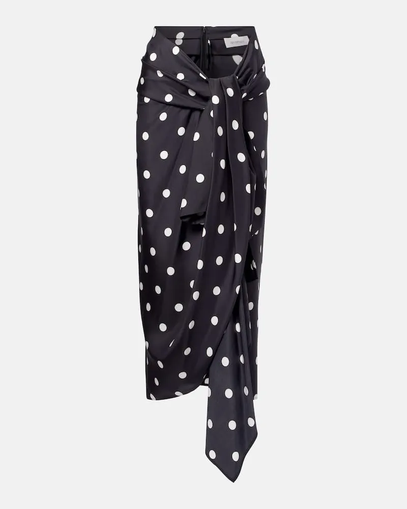 SPORTMAX Gonna a portafoglio in raso a pois Nero