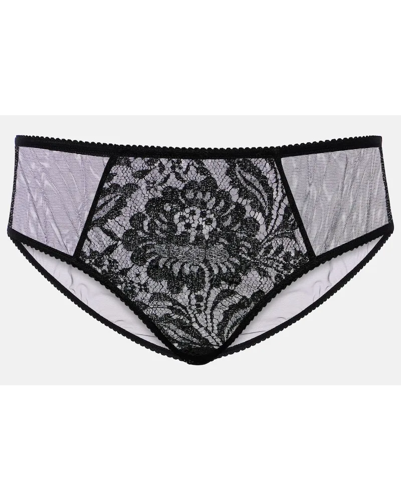Dolce & Gabbana Slip in pizzo e tulle a vita alta Nero