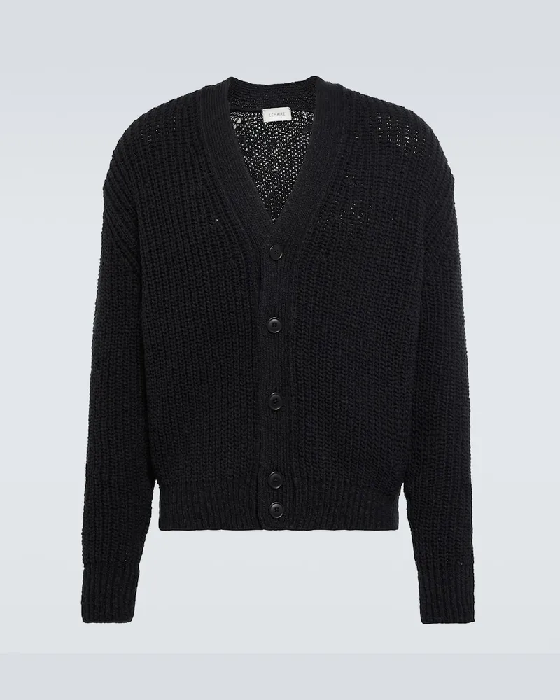 Christophe Lemaire Cardigan in maglia a coste di cotone Nero