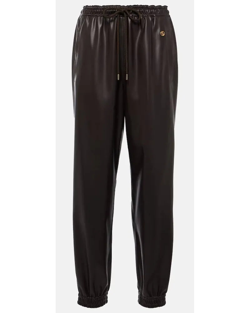 Stella McCartney Pantaloni sportivi in similpelle Marrone