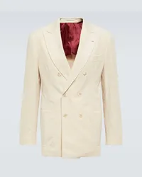 Brunello Cucinelli Blazer in velluto di cotone e cashmere Bianco